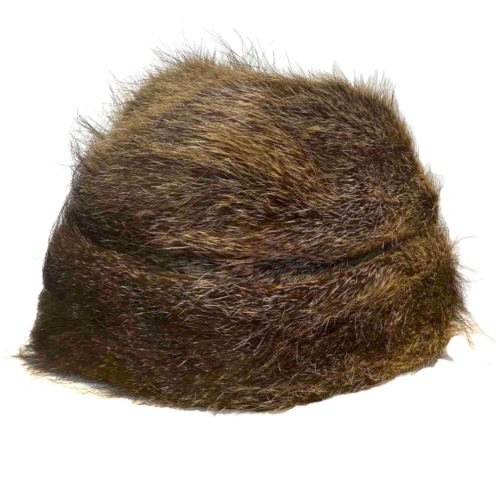 Vintage Russian Fur Hat Mink Fox Brown Beige Fleece Lined Warm Winter Ukrainian